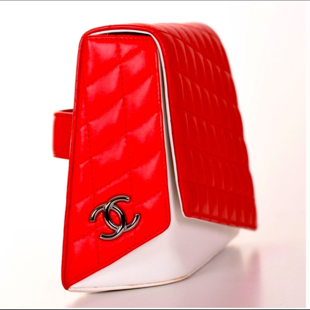 soft quilted lambskin leather in red and white